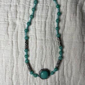 Turquoise and silver pendant necklace